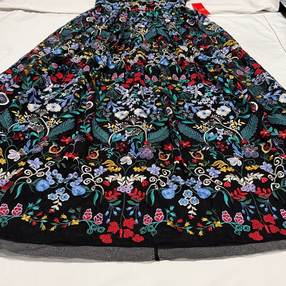 ML Monique Lhuillier Floral-Embroidered Mesh Maxi Dress 10 NWT - Picture 5 of 9